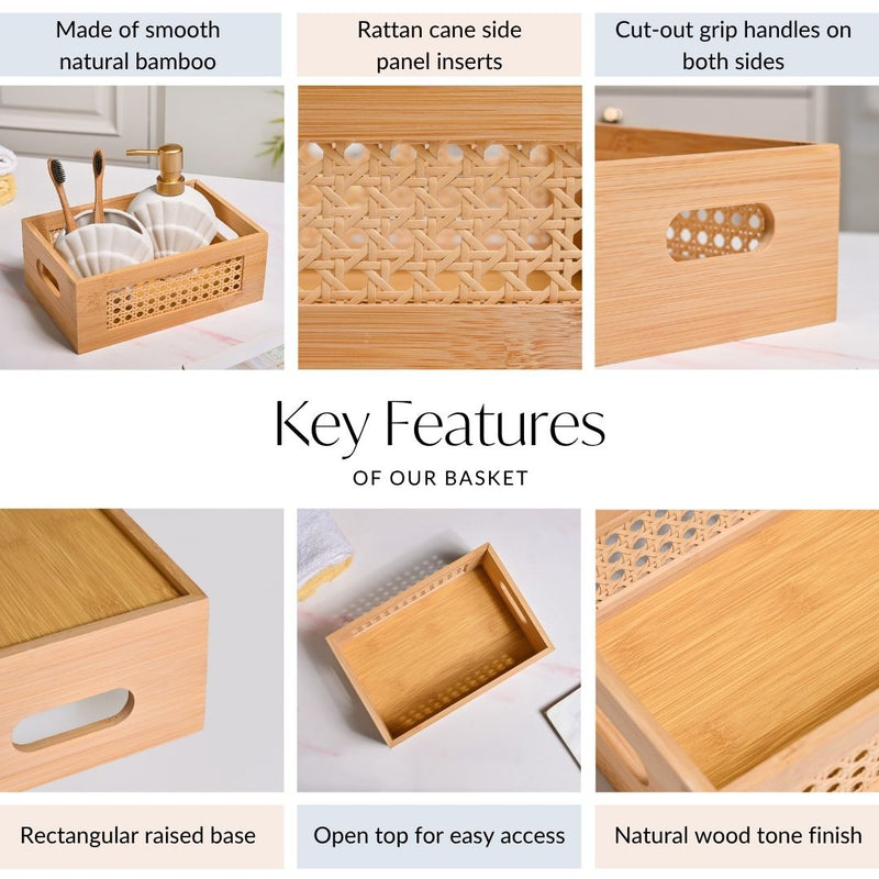 Bamboo Wood Decorative Storage Basket