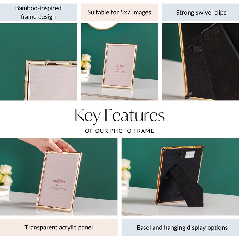 Bamboo Cut Photo Frame Medium Gold 5x7"