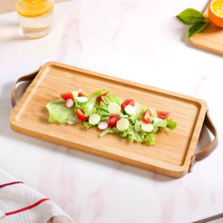 Bamboo Tray With Leather Handles