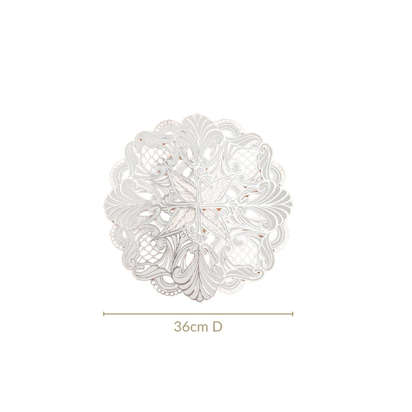 Baroque Bloom Table Mat White Silver Set Of 6