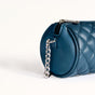 Blue Mini Barrel Bag With Chain Strap