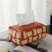 Basket Weave Tissue Box Brown Beige