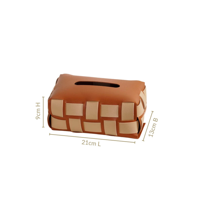 Basket Weave Tissue Box Brown Beige