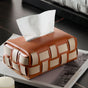 Basket Weave Tissue Box Brown Beige