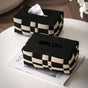 Basket Weave Vegan Leather Tissue Box Black And Beige