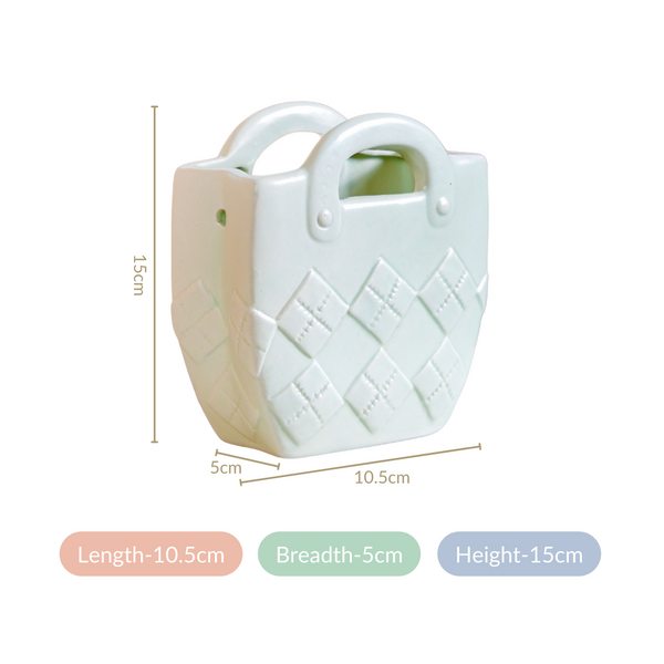 Ceramic Handbag Organizer For Home Decoration Mint Green