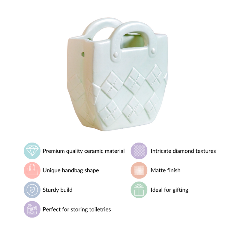 Ceramic Handbag Mini Vase For Home Decoration Mint Green- ceramic handbag organizer, handbag organizer, home decoration, ceramic organizer