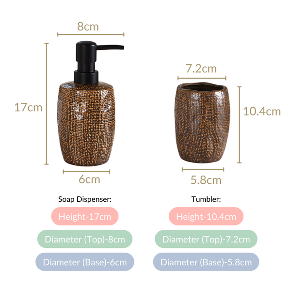 Earthy Chic Ceramic Bathroom Accessories Set Of 2 Brown