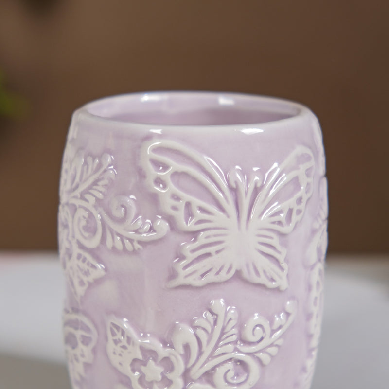 Lavender Butterfly Bath Accessories Set Of 3