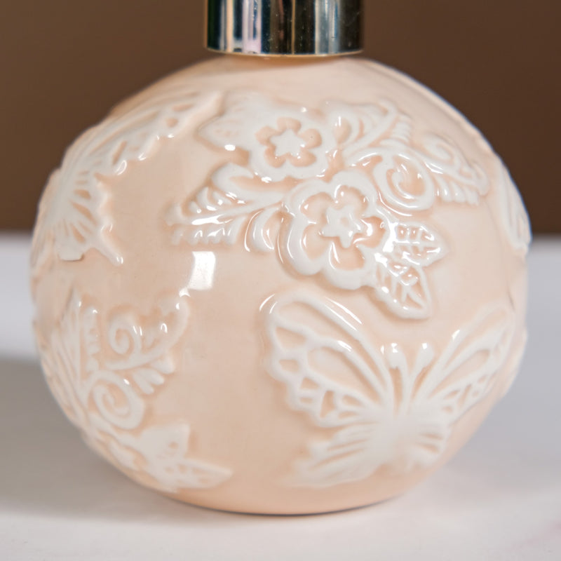 Beige Embossed Ceramic Bath Set Of 3