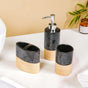 Black And Beige Geometric Bathroom Accessories Set Of 3
