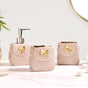 Taupe Gold Bow Accented Bath Accessories Set Of 3