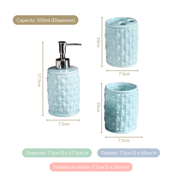 Diamond Knit Premium Bath Set Of 3 Mint