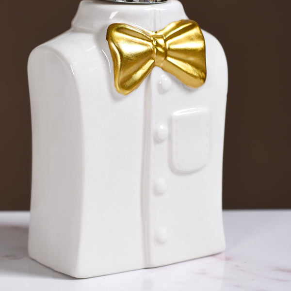 Eclectic Bow Tie Shirt Ceramic Bath Set Of 3 White