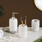 White Cross Knit Ceramic Bathroom Accessories Set Of 3