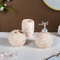 Beige Embossed Ceramic Bath Set Of 3