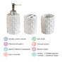 White Cross Knit Ceramic Bathroom Accessories Set Of 3