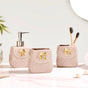 Taupe Gold Bow Accented Bath Accessories Set Of 3