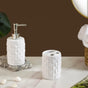 White Cross Knit Ceramic Bathroom Accessories Set Of 3