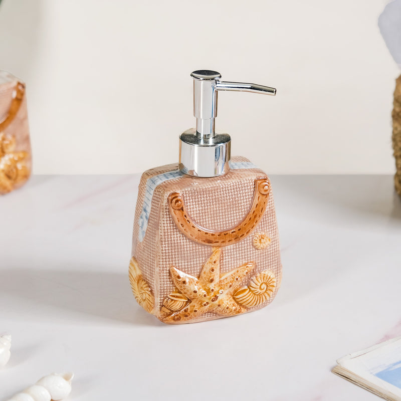 Beach Chic Ceramic Bath Set Of 3 Beige