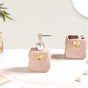 Taupe Gold Bow Accented Bath Accessories Set Of 3