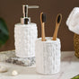 White Cross Knit Ceramic Bathroom Accessories Set Of 3