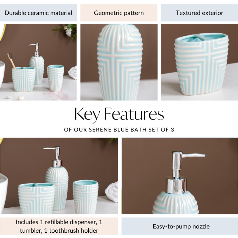 Serene Blue Bath Set Of 3