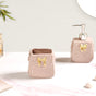 Taupe Gold Bow Accented Bath Accessories Set Of 3