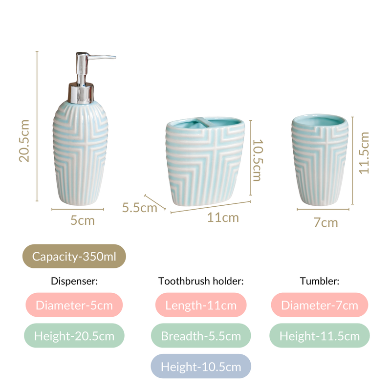 Serene Blue Bath Set Of 3