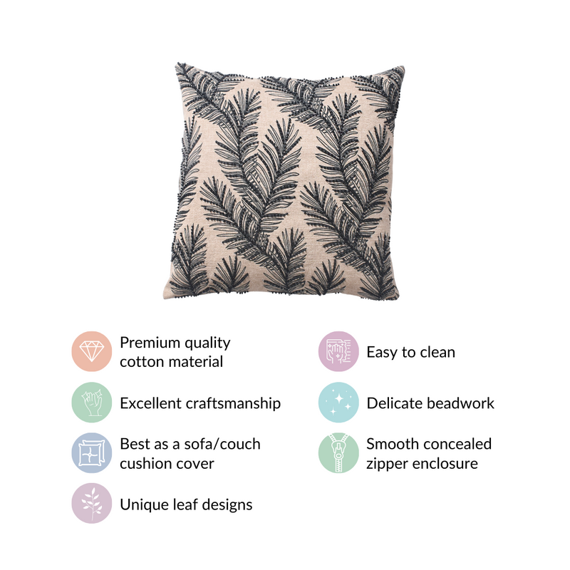 Sustainable Beaded Sofa Cushion Cover 15x15 Inch