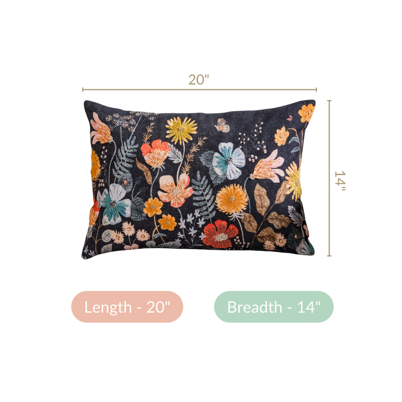 Garden Flora Beaded Couch Cushion Cover 20x14 Inch