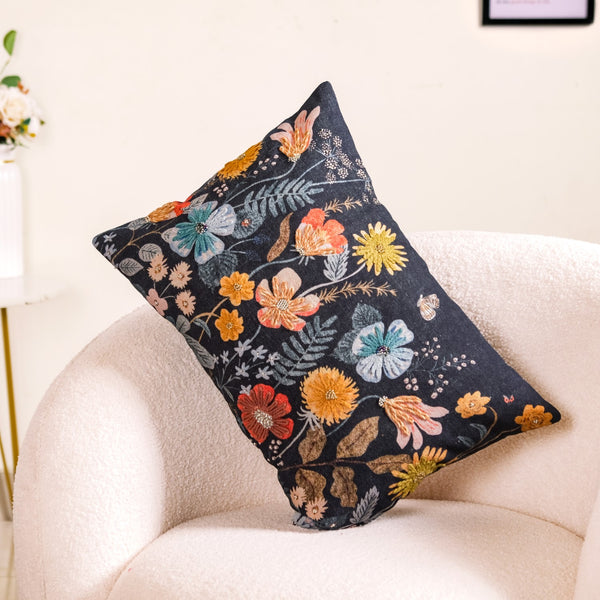 Garden Flora Beaded Couch Cushion Cover 20x14 Inch