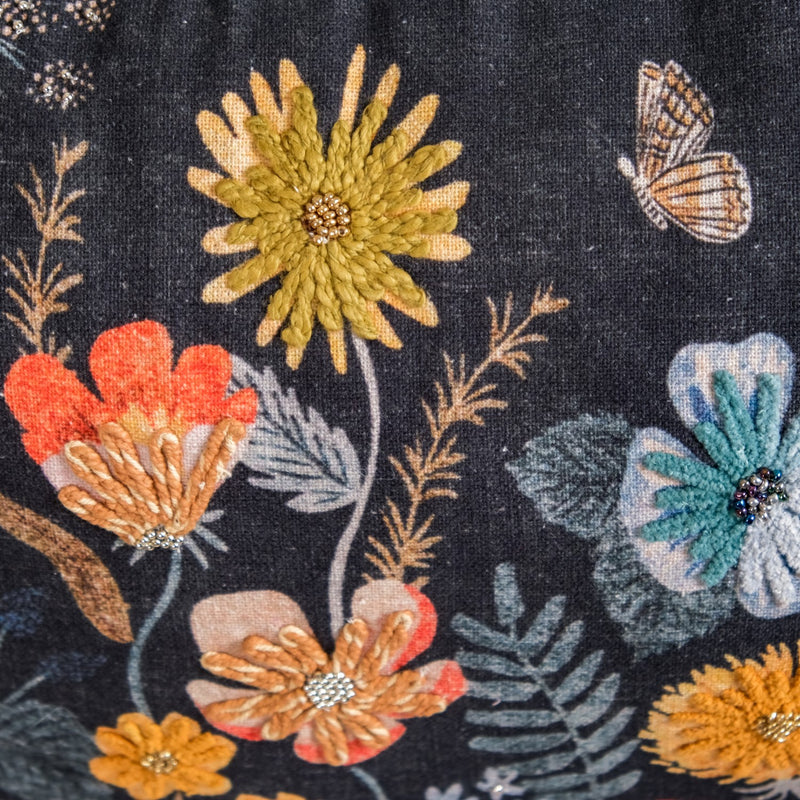 Garden Flora Beaded Couch Cushion Cover 20x14 Inch