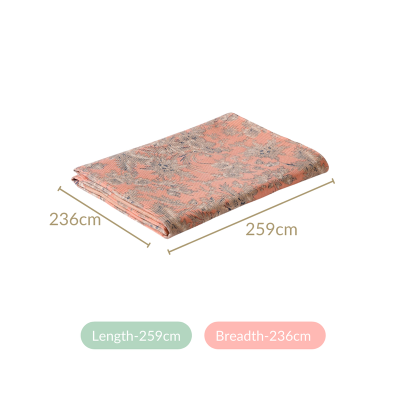 Chic Floral Cotton King Size Bed Cover Pink 102x93 Inch