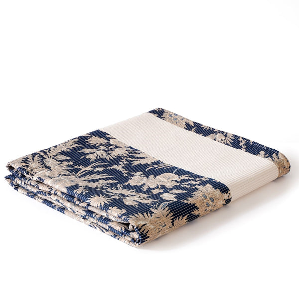 Cotton Floral Printed King Size Bed Cover Navy 102x93 Inch