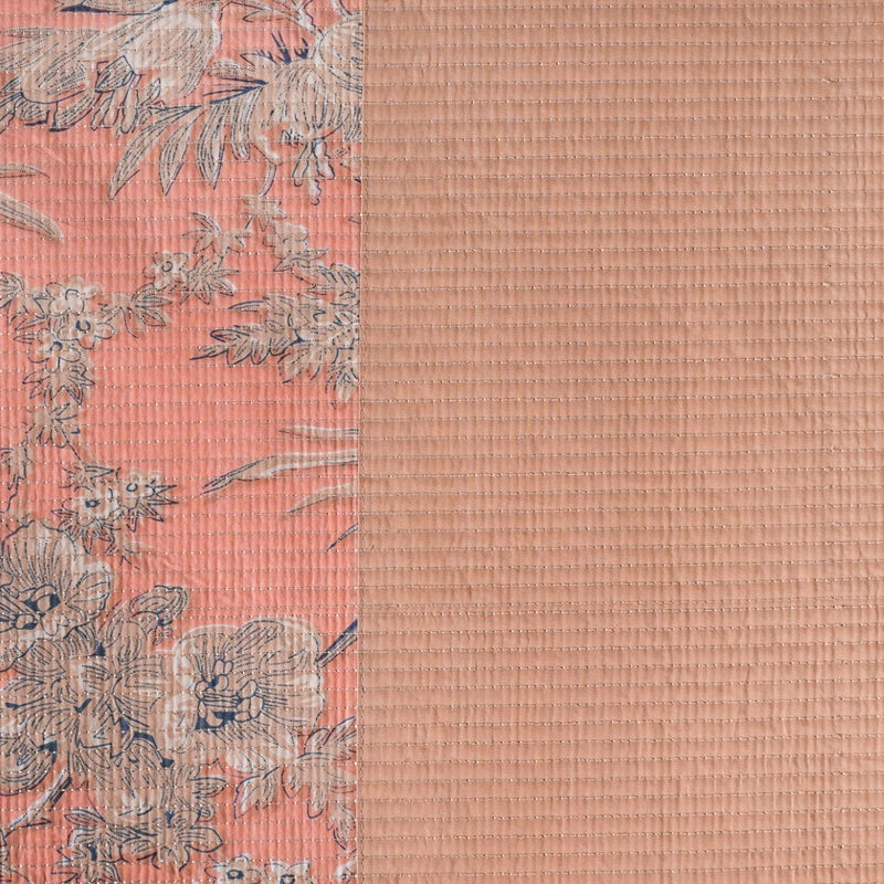 Chic Floral Cotton King Size Bed Cover Pink 102x93 Inch