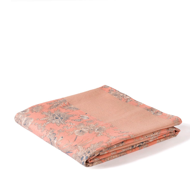 Chic Floral Cotton King Size Bed Cover Pink 102x93 Inch