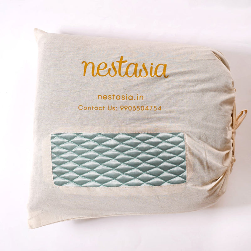 Classic Satin King Size Bed Cover And Pillow Case Set Of 3 Aqua Blue