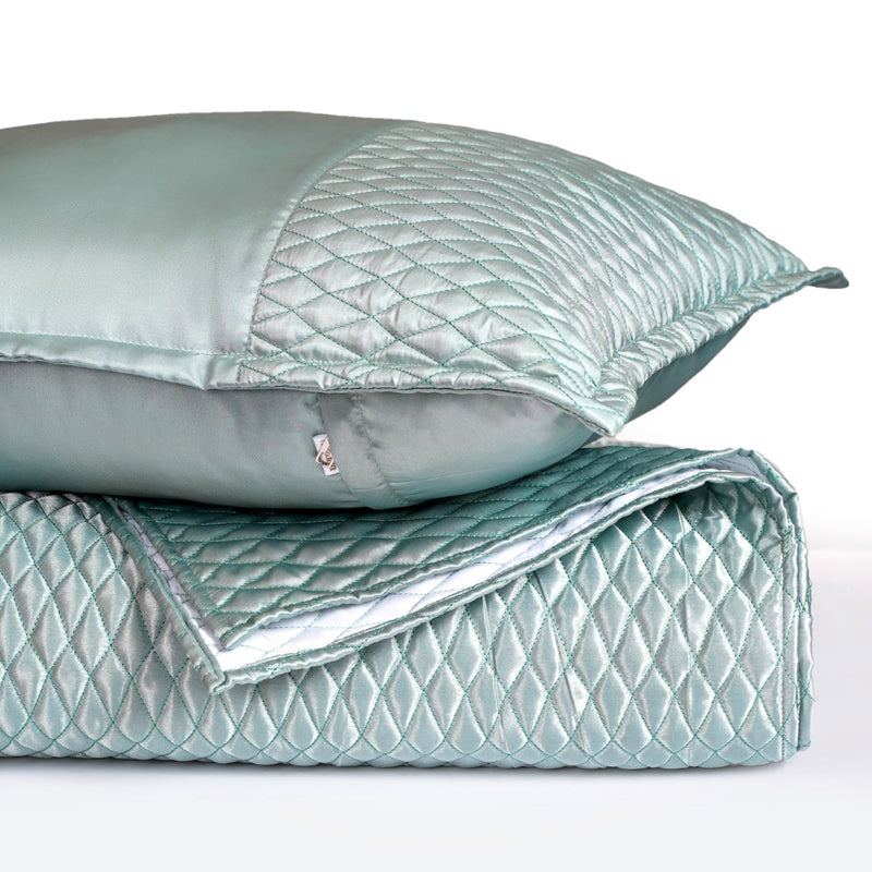 Classic Satin King Size Bed Cover And Pillow Case Set Of 3 Aqua Blue