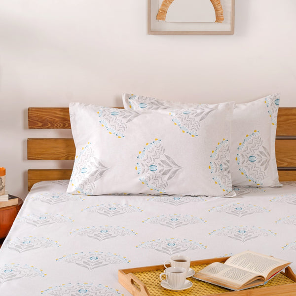 Pure Cotton Daisy Bedsheet Set 180 TC Ultra Soft King Size 275x275 cm