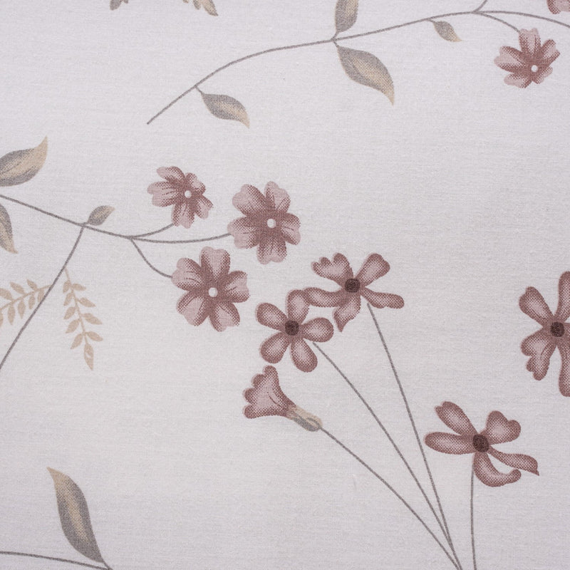 Luxe Floral Printed Cotton King Size Bedsheet Set Taupe