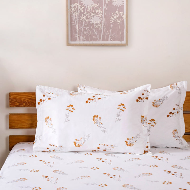 Pure Cotton Chrysanthemum Printed King Size Bedding Set Yellow