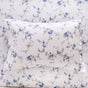 Pure Cotton Floral King Sized Bedsheet And Pillowcase Set Light Blue