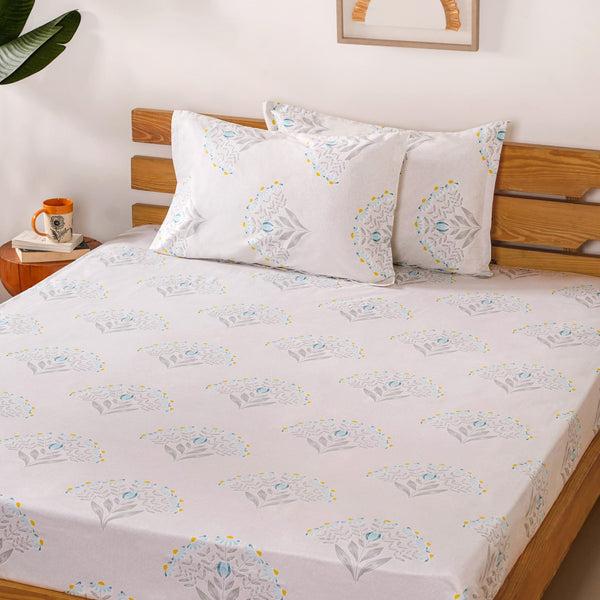 Pure Cotton Daisy Bedsheet Set 180 TC Ultra Soft King Size 275x275 cm