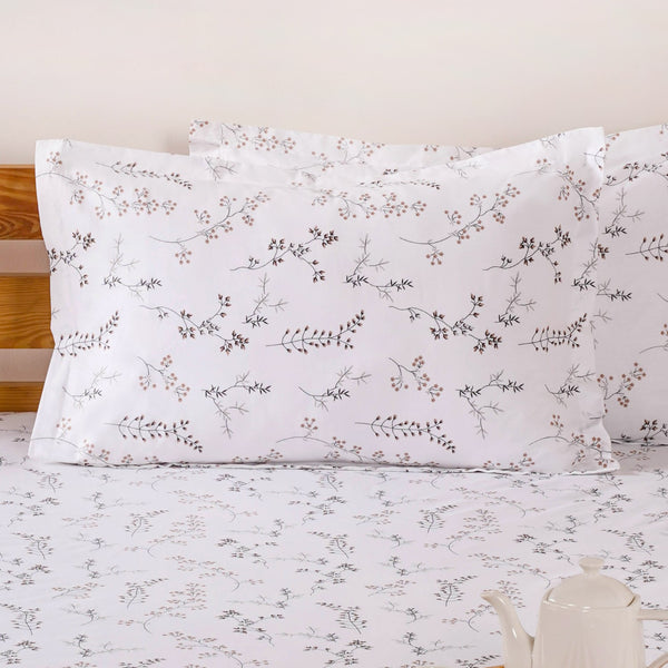 Pure Cotton Floral Bedsheet And 2 Pillowcase Set 180TC King Size 275x275 cm