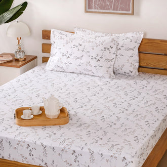 Pure Cotton Floral Bedsheet And Pillowcase Set