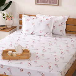 Chrysanthemum Printed Cotton Bedding Set Red