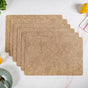 Beige Embossed Hibiscus Rectangular Placemats Set Of 6