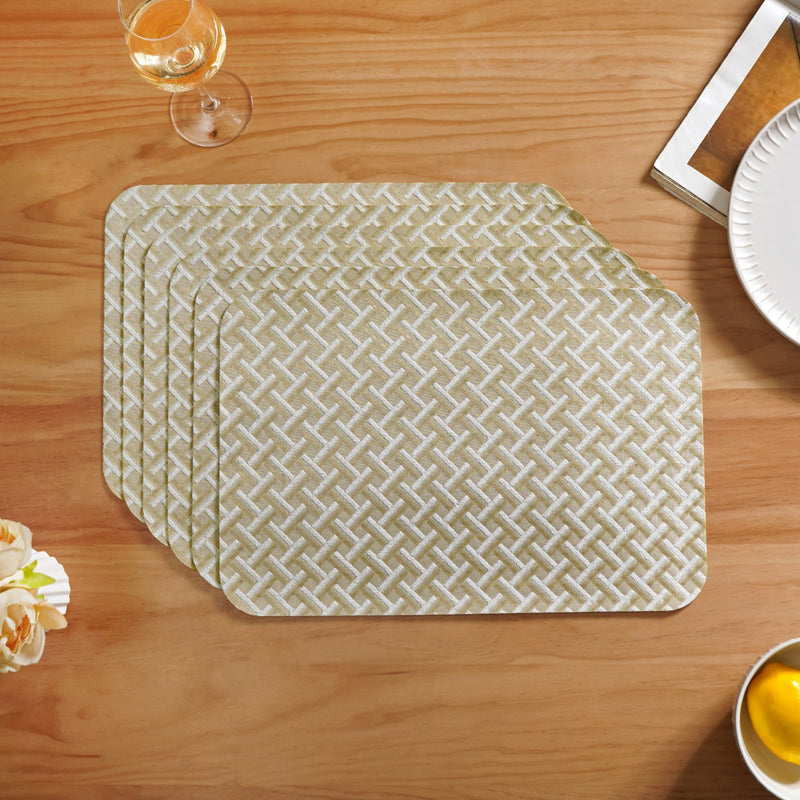 Beige Hue Wicker Pattern Tablemat Set Of 6