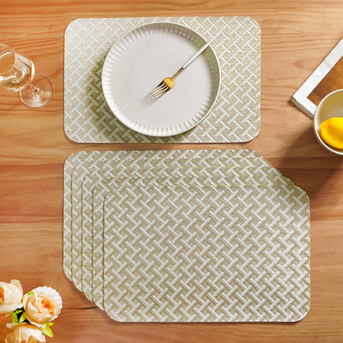 Beige Hue Wicker Pattern Tablemat Set Of 6